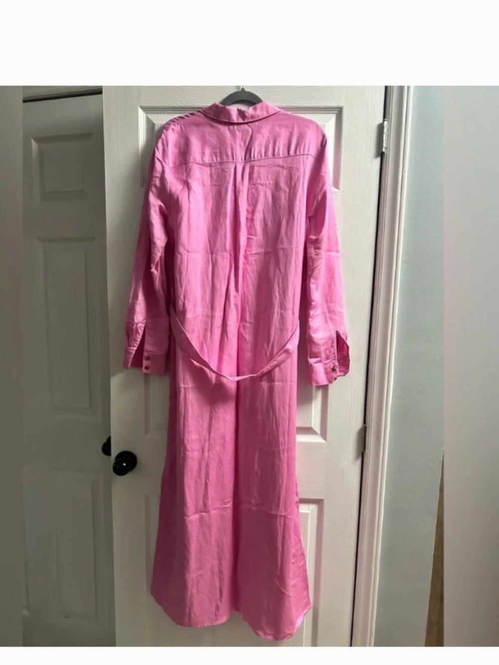 NWT! Loft - Linen Blend Maxi Pocket Shirtdress Button-Up 34965801 | Pink Punch - Picture 7 of 11